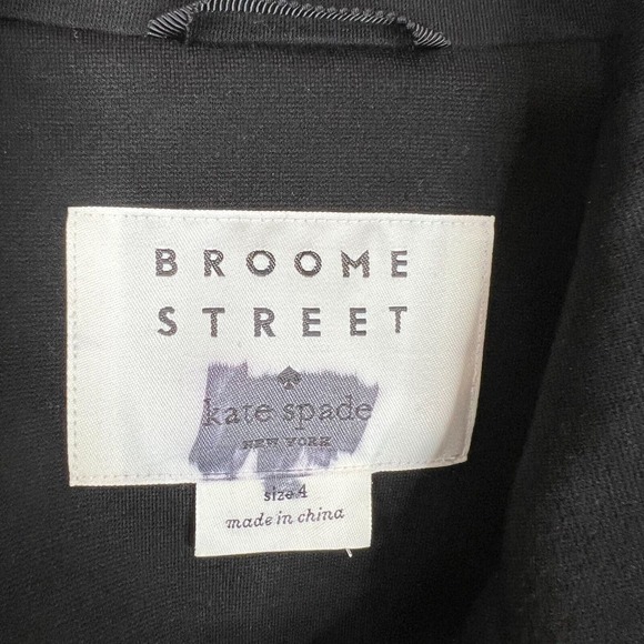 Kate Spade Broome Street Coat Jacket Women's 4 Black Ponte Ruffled Pearl Buttons - Picture 7 of 12